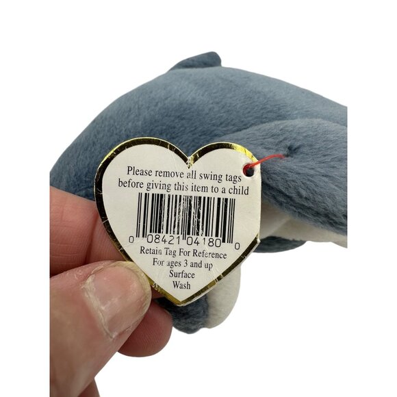 Ty Beanie Baby 1996 Dolphin Echo Plush Toy Polyester Collectible Blue Gray - Picture 12 of 13
